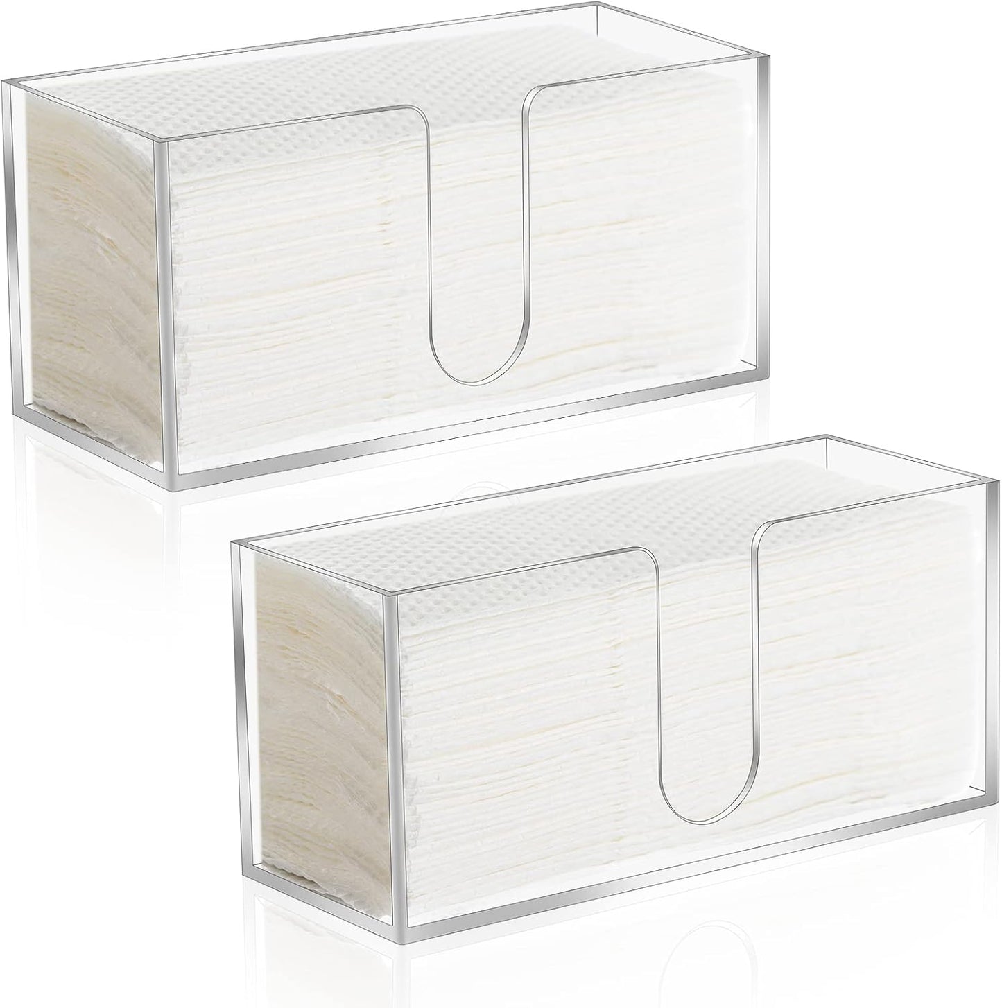 2Pack Acrylic Countertop Paper Towel Dispenser, Folded Paper Towel Dispenser Clear Trifold Napkin Holder, Suitable for Z-fold, C-fold or MultiFold Trifold Paper Towels for Bathroom Toilet and Kitchen