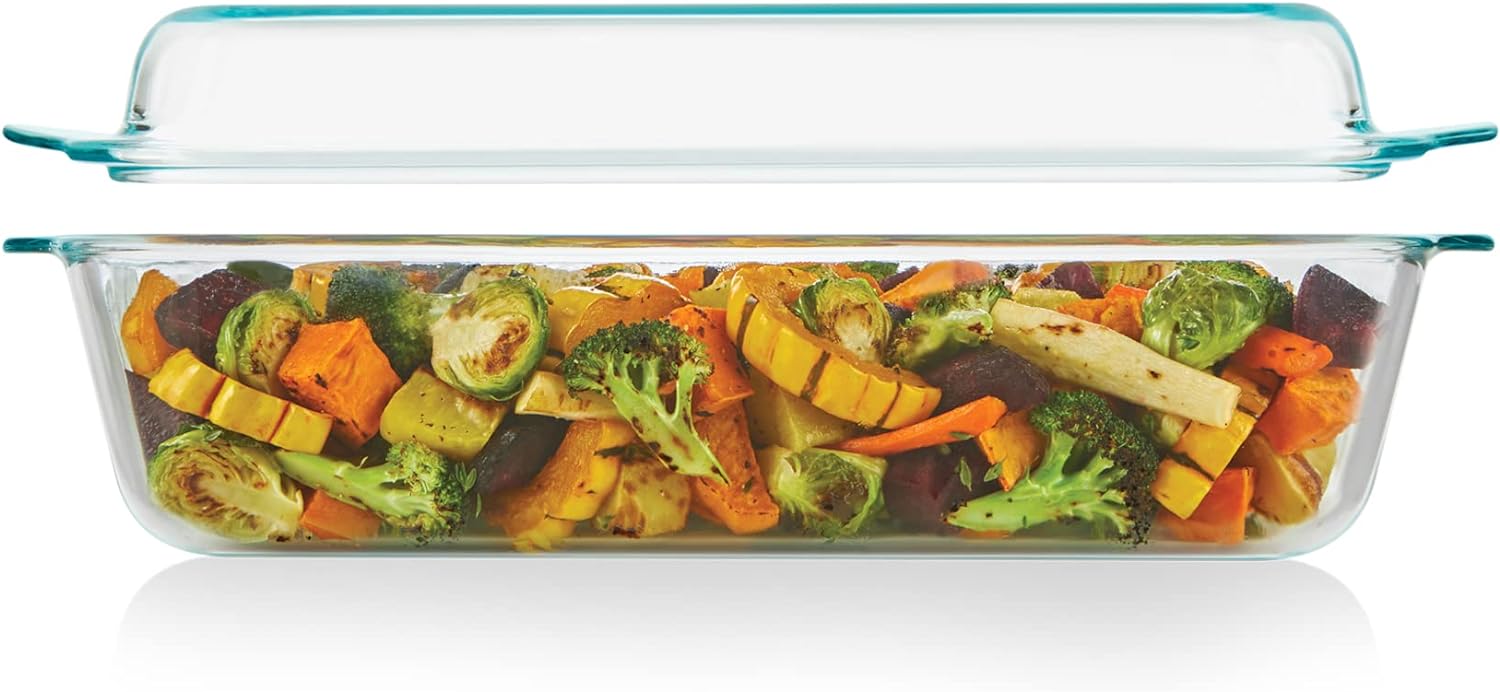 Pyrex Deep 5.2-Qt (9"x13") 2-in-1 Glass Baking Dish with Glass Lid, Extra Large Rectangular Baking Pan For Casserole & Lasagna, Dishwasher, Freezer, Microwave and Pre-Heated Oven Safe