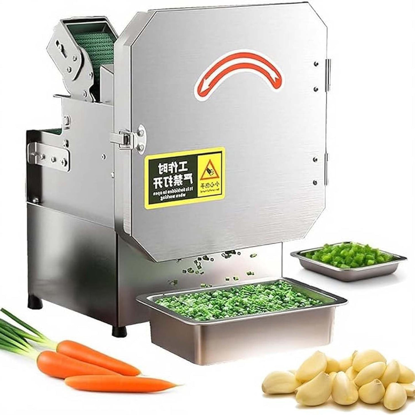 Electric Scallion Cutter Machine Commercial Grade, 300W High-Speed Slicer with Adjustable Thickness Control 1.5-35mm for Ginger, Chili, Chives, for Home and Restaurant Kitchens.