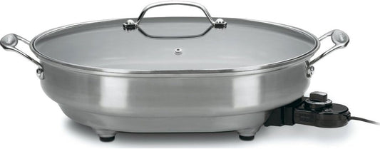 Cuisinart CSK-150 1500-Watt Nonstick Oval Electric Skillet,Brushed Stainless 18 IN