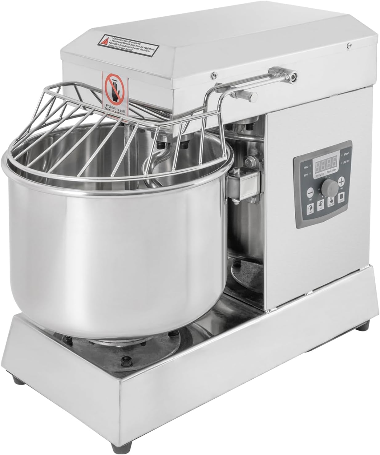 Commercial Food Mixer, 10.5Qt Capacity, 1Kw Dual Rotating Dough Kneading Machine with Stainless Steel Bowl, Security Shield Included, Baking Equipment for Restaurant Pizzeria