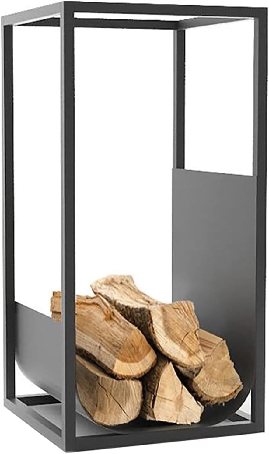 Scpantkend Height 60cm\/ 24inch Floor-Standing Firewood Storage, Firewood Racks Rectangular Frame Logs Storage Stand, for Indoor Living Room Fireplace Wood Stove(Black)