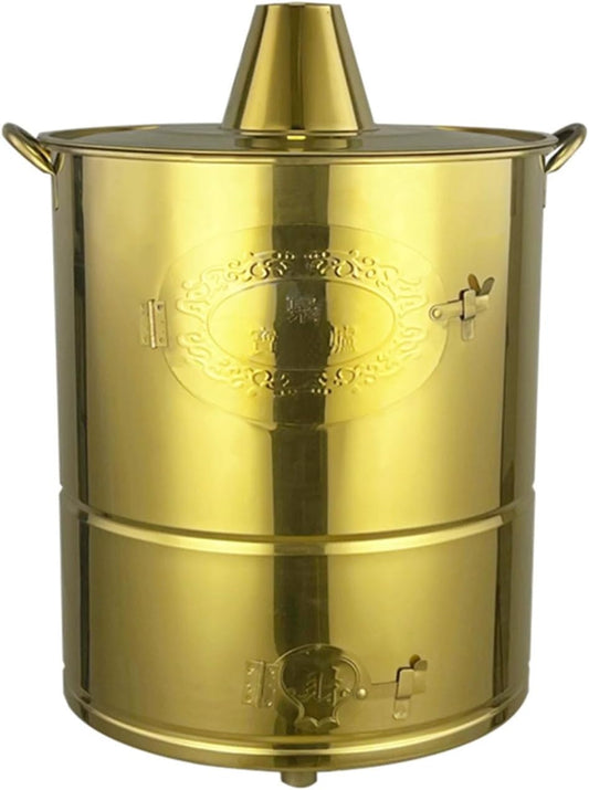 Thicken Burn Barrel for Outside Paper Burner Stainless Steel Fire pits Backyard Bonfire Barrel Outdoor Metal Fire Pits with Lid Burn Barrel for Paper Leaf Trash.(Extra Large-Gold)