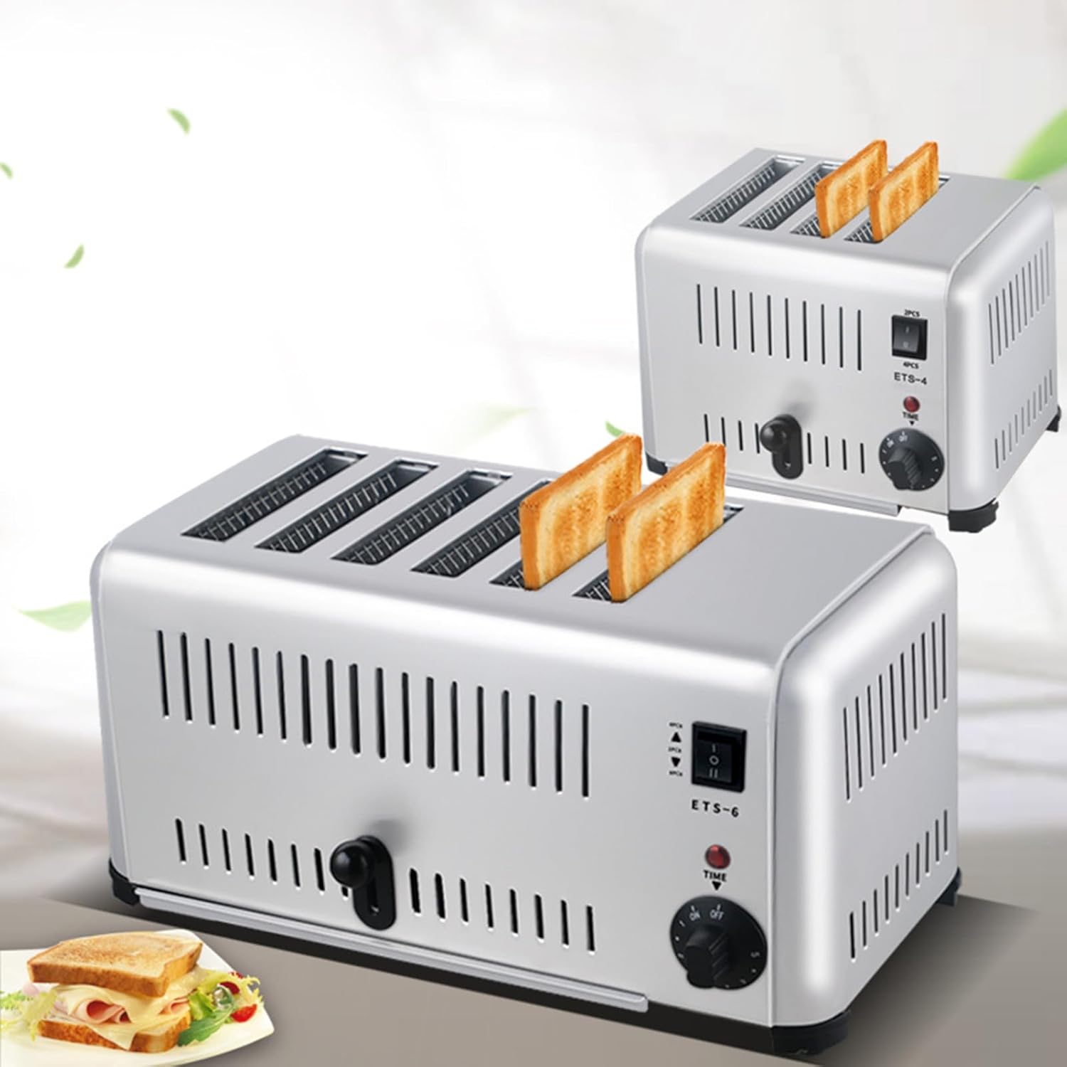 4/6 Slice Toaster,Toaster-5 Bread Shade Settings, Extra Wide Slots,Stainless Steel toast machine with Removal Crumb Tray and Bouncing Rod for Various Bread Types (6Slice)