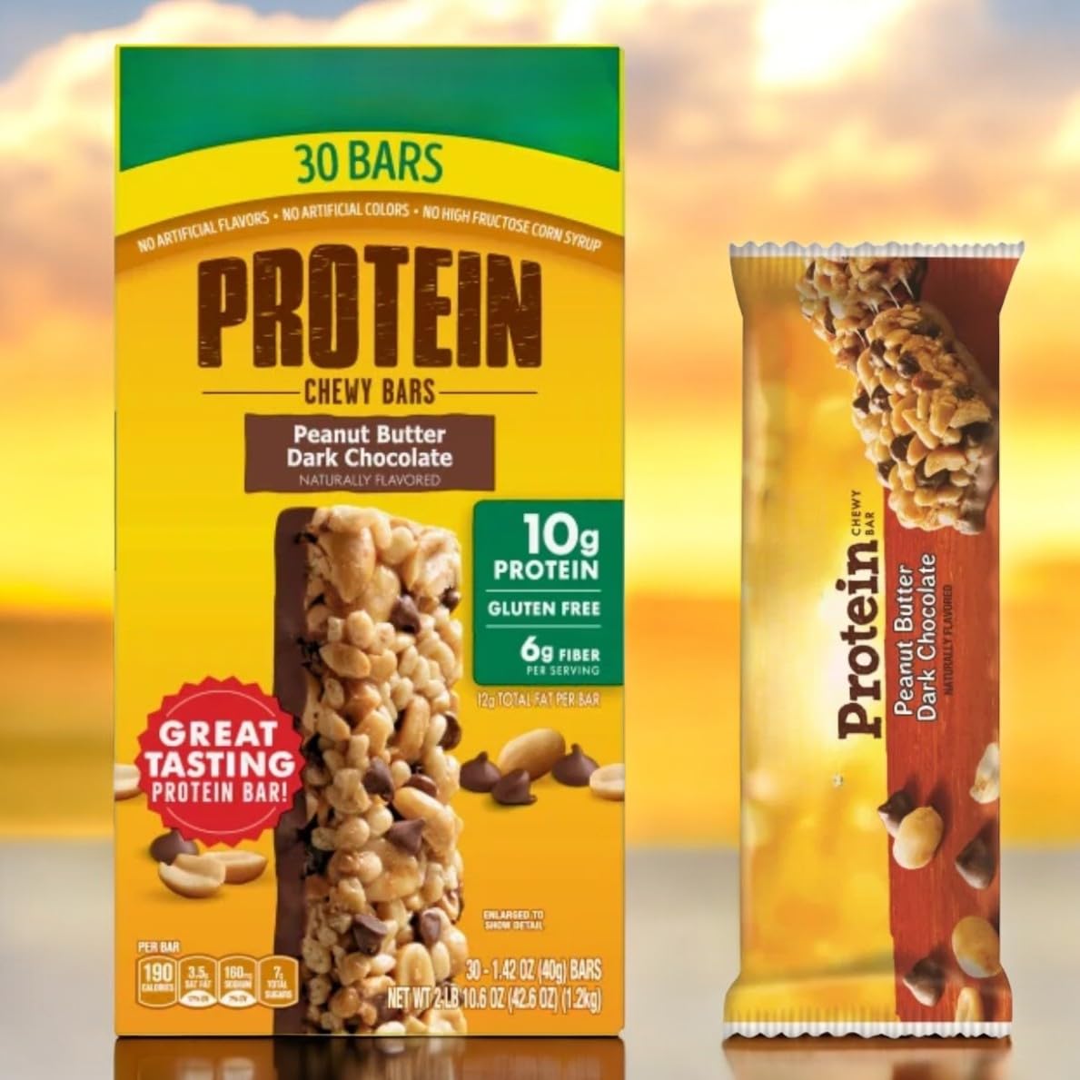 Protein Bar – Peanut Butter Dark Chocolate, 30-Count – 10g Protein, Nature Inspired Valley Quality, Gluten-Free