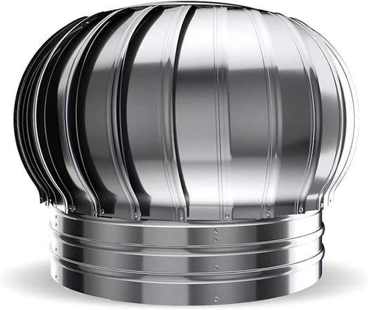 Rotating Chimney Cowl Ventilator - 304 Stainless Steel Weatherproof Roof Vent Pipe - Turbine Chimney Cap for Improved Airflow