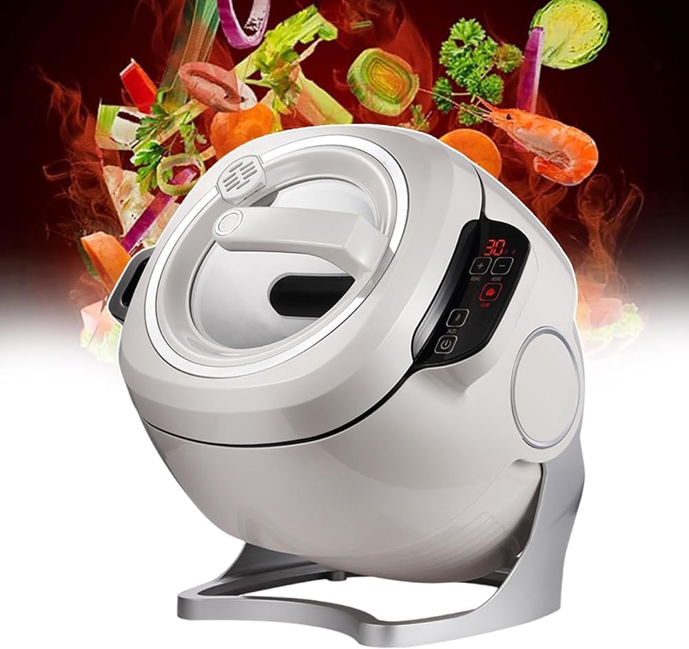 Commercial Food Processor 6L Automatic Cooking Machine | Multifunctional Stir-Fry Machine For Stir Frying, Stewing, Cooking | 360° Rotating & Electromagnetic Heating