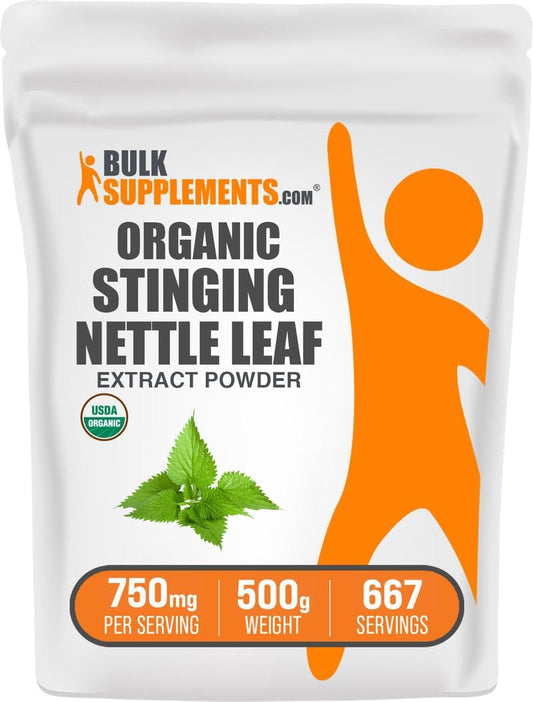 BulkSupplements.com Organic Stinging Nettle Extract - from Stinging Nettle Leaf, Nettle Supplement - Vegan & Gluten Free, 750mg per Serving, 500g (1.1 lbs) (Pack of 1)