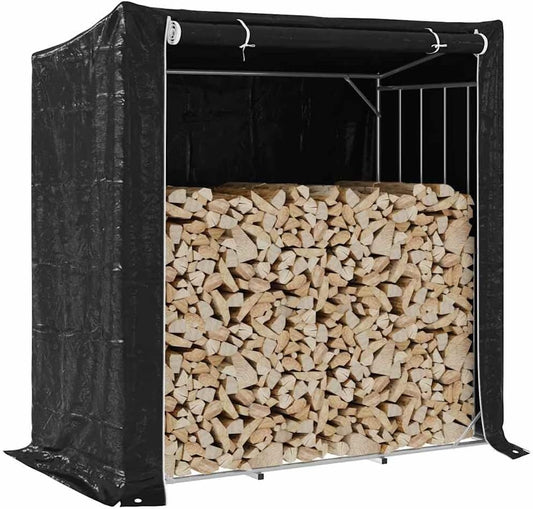 CKioict Sturdy Galvanized Steel Firewood Rack with Zippered Waterproof Cover, Large Capacity Elevated Log Holder for Optimal Airflow and Weather Resistance