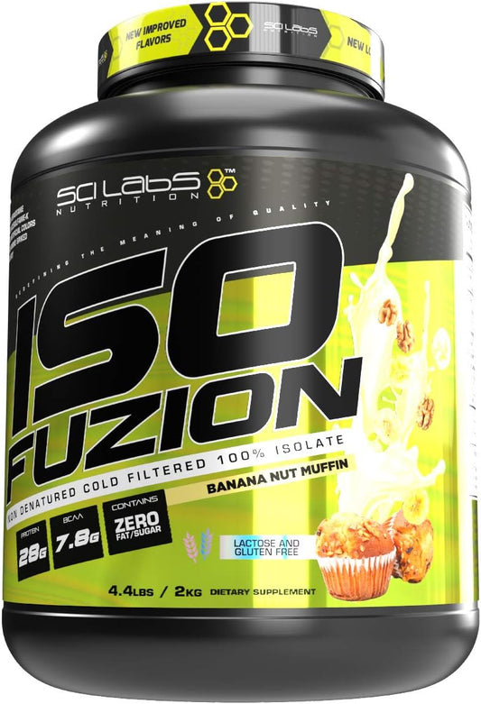 Iso Fuzion 100% Whey Isolate 28g Non Denatured Protein Powder, Banana Nut Muffin Flavor, 4.4lb