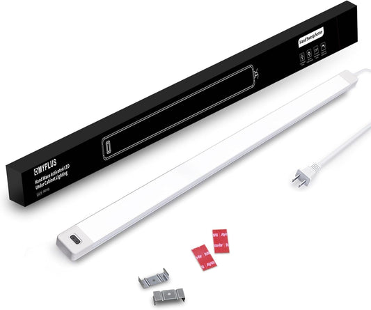 MYPLUS 24 Inch Under Cabinet Lights with Hand Wave, Under Counter Lighting 4000K Natural White,Dimmable,Plug and Play,LED Lights for Kitchen Cabinet, Cupboard, Closet, Desk