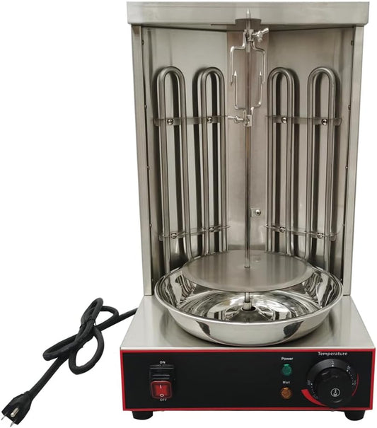 Electric Shawarma Grill Machine Vertical Broiler Rotating Doner Kebab Machine Countertop Gyro Grill Oven Rotisserie Shawarma for Home Kitchen 1700W Adjustable Tempereture