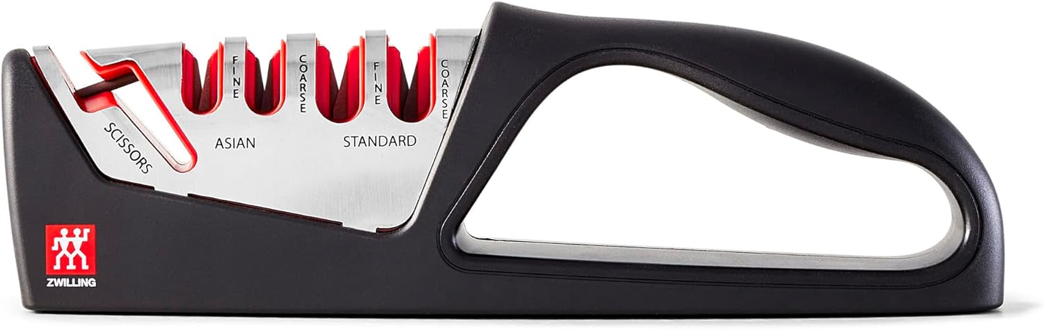 ZWILLING Razor-Sharp 4-Stage Pull Through Knife Sharpener with Shear Sharpener, German Engineered Informed by 100+ Years of Mastery