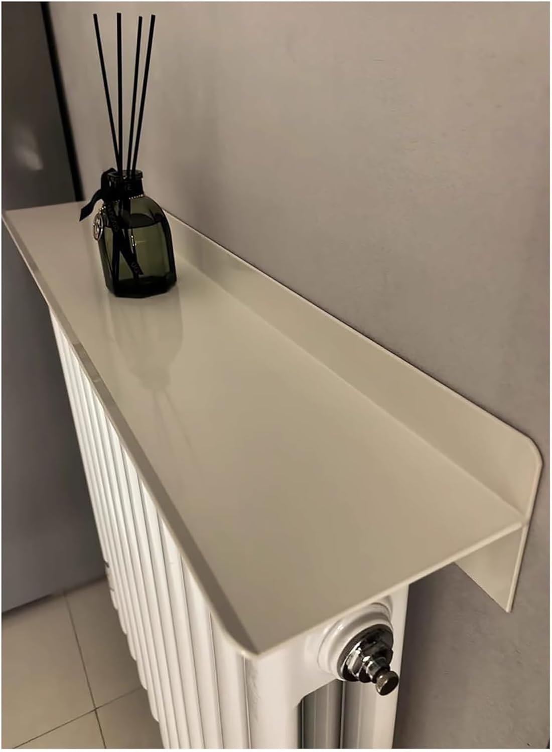 Radiator cover with ventilation slats， Floating Radiator Shelf Modern Cover with Top Storage for Bathroom\/Laundry Room\/Kitchen(200x15x10 cm)