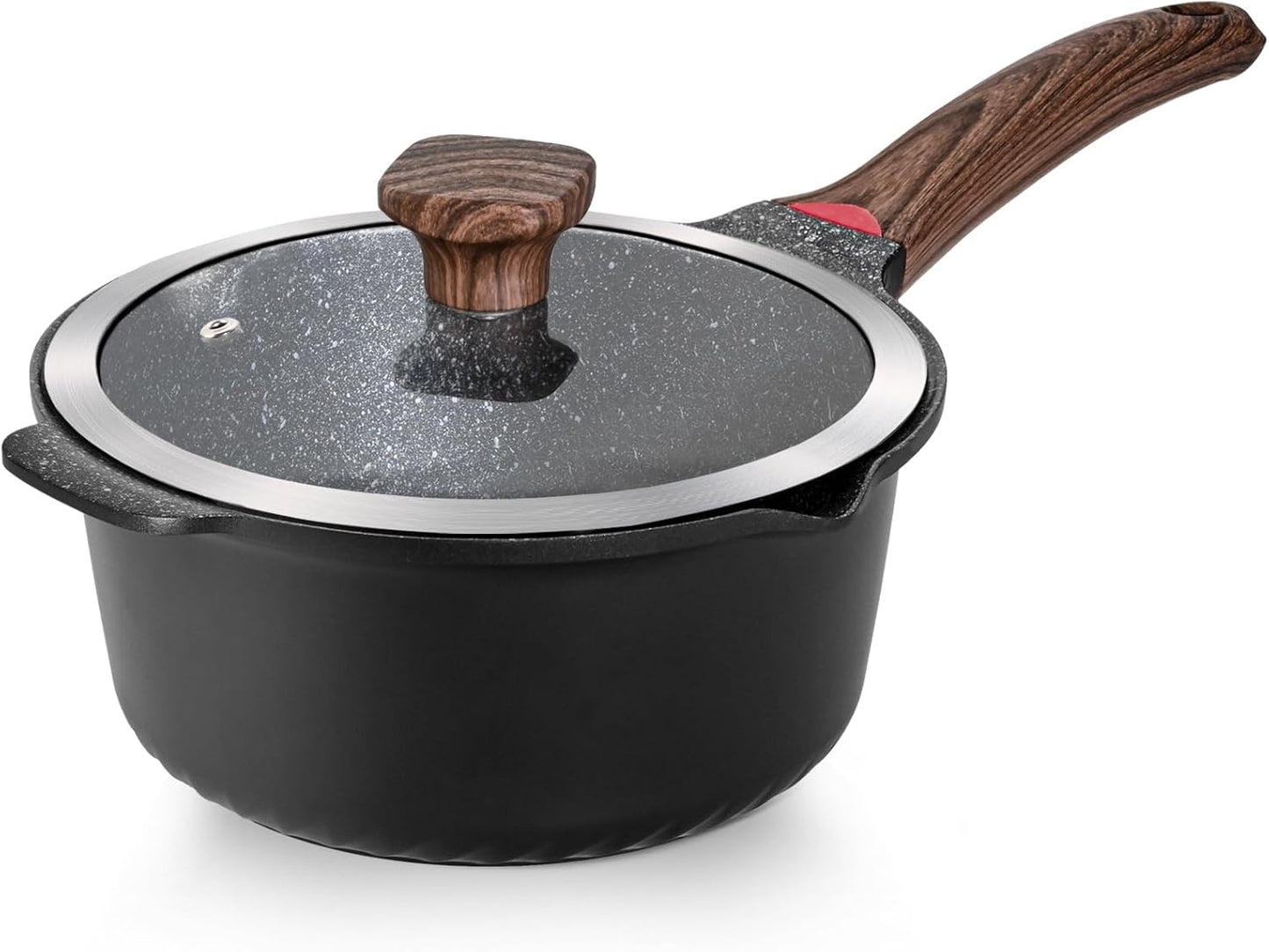 VINCHEF Nonstick Stockpot With Lid 4 Quart, Large Saucepan with Stay Cool Handle, Deep Kitchen Cooking Pot Induction Stock Pots, Dishwasher Safe, Compatible for All Stove Top, PFAS\/PFOA Free Black