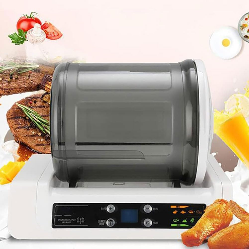 Meat Tumbler Marinator, Automatic Electric Commercial Vacuum Tumbler Marinating Machine, Canister Meat & Vegetable Marinator, for Chicken, Burger, Marinated, Bacon