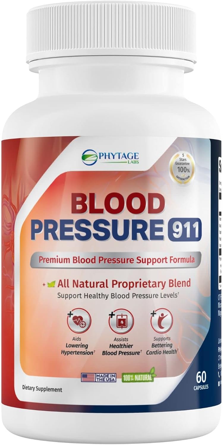 Phytage Labs Blood Pressure 911 Premium Supplement - BP Support Pills. 60 Capsules