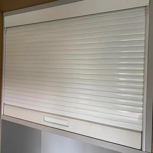 Tambour Door Kit White with Track, Pull-Down Metal Slat Cabinet Sliding Doors Panles for Wall Closet\/Appliance Garage\/Storage Bins, Custom Size(60x60cm)