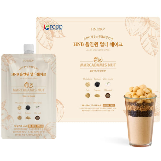 Korean Food All-In-One Multi Shake Macadamia Nut Flavor(50g*7 Packs) Dietary Fiber, Essential Amino Acids, Vitamins, 7-Day Convenient Individual Packs (12.35 oz)