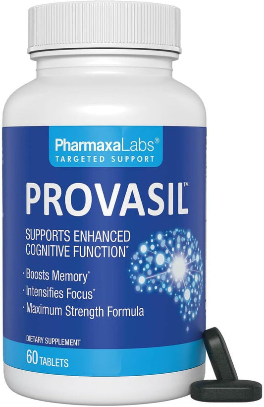 Provasil Maximum Strength Brain Supplement - Boosts Memory & Focus - Increases Mental Performance & Cognitive Health - Phosphatidylserine, Resveratol, Folate, Ginkgo Leaf, Bacopa & More - 60 Tablets