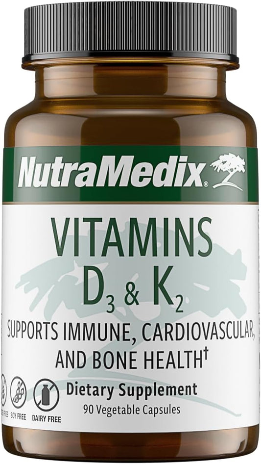 NutraMedix Vitamin D3 and K2 Immune Support Supplement for Women & Men - Help Support Heart Health - Can Assist with Calcium Metabolism (90 Capsules)
