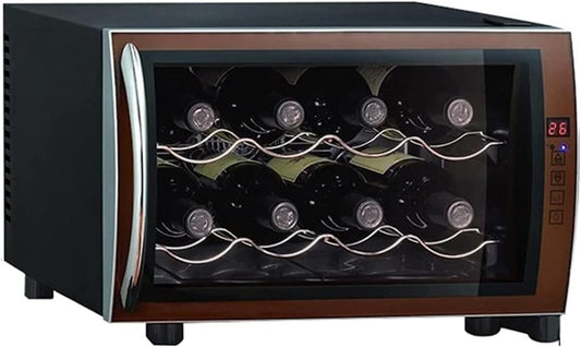 Small 8-Bottle Wine Thermostat, Freestanding And Built-In Wine Cellar, Stainless Steel Countertop Thermostat Refrigerator, Silent Operation, Split Storage for Beverages, Tea, Wine