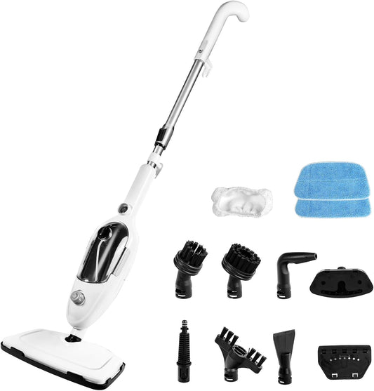 Steam Mop Cleaner 10-in-1 with Convenient Detachable Handheld Unit, Laminate/Hardwood/Tiles/Carpet Kitchen - Garment - Clothes - Pet Friendly Steamer Whole House Multipurpose Use