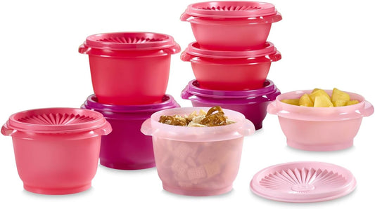 Tupperware Heritage Collection, New 16 Piece Food Storage Container Set in Vintage Pink, Dishwasher Safe and BPA Free (8 containers, 8 lids)