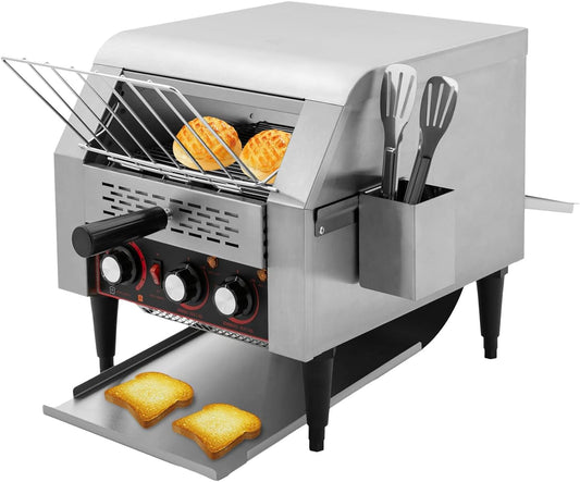 Commercial Toaster 300 Slices/Hour Industrial Restaurant Toaster Heavy Duty Electric Stainless Steel Conveyor Toasters for Bakery Bun Bagel Bread,1900W