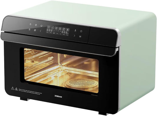 ROBAM 20-in-1 R-BOX CT763 Countertop Convection Oven | Air Fry, Grill, Bake & Steam | Wide Temperature Precision | Spacious Capacity, Ergonomic Design, 30 Built-In Recipes, Water Reminder (Green)