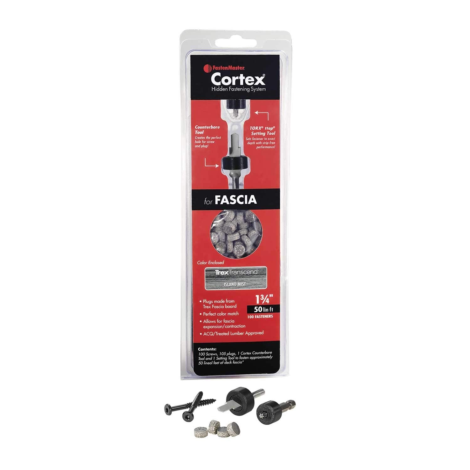 FastenMaster Cortex 1-3/4" Fascia Screws w/Plugs TORX ttap FMCTXF-TX50TSHG