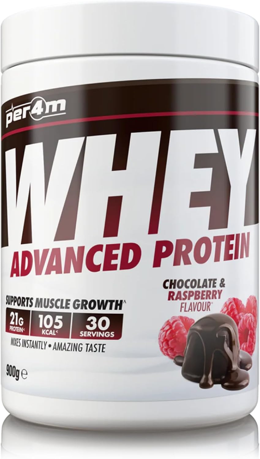Protein Whey Powder | 30 Servings of High Protein Shake with Amino Acids | for Optimal Nutrition When Training | Low Sugar Gym Supplements (Chocolate and Raspberry, 900g)