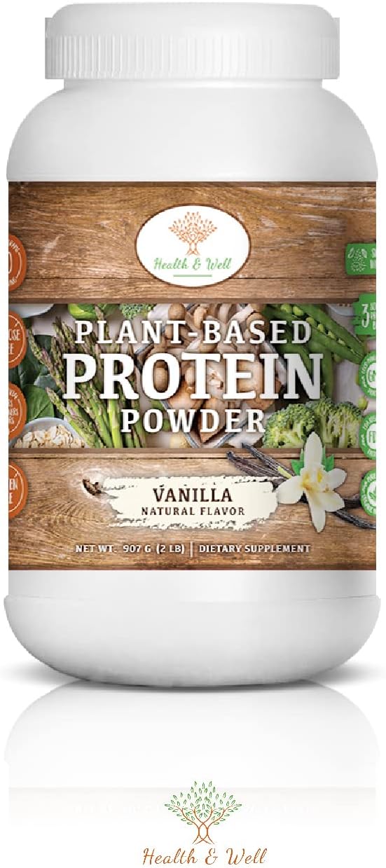 Health & Well Plant-Based Protein Powder, Contains Three Vegan proteins and Eight Different Super Fruits (Vanilla)