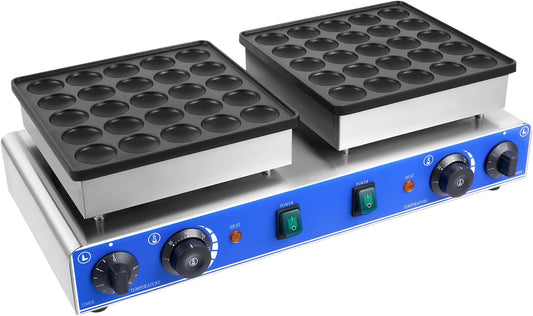 Mini Dutch Pancake Maker, 50 pcs Electric Waffle Maker, 1700W 110V Commercial Electric Nonstick Waffle Maker Machine, Nonstick Muffin Waffle Iron for Home Restaurants Cafes Bakery