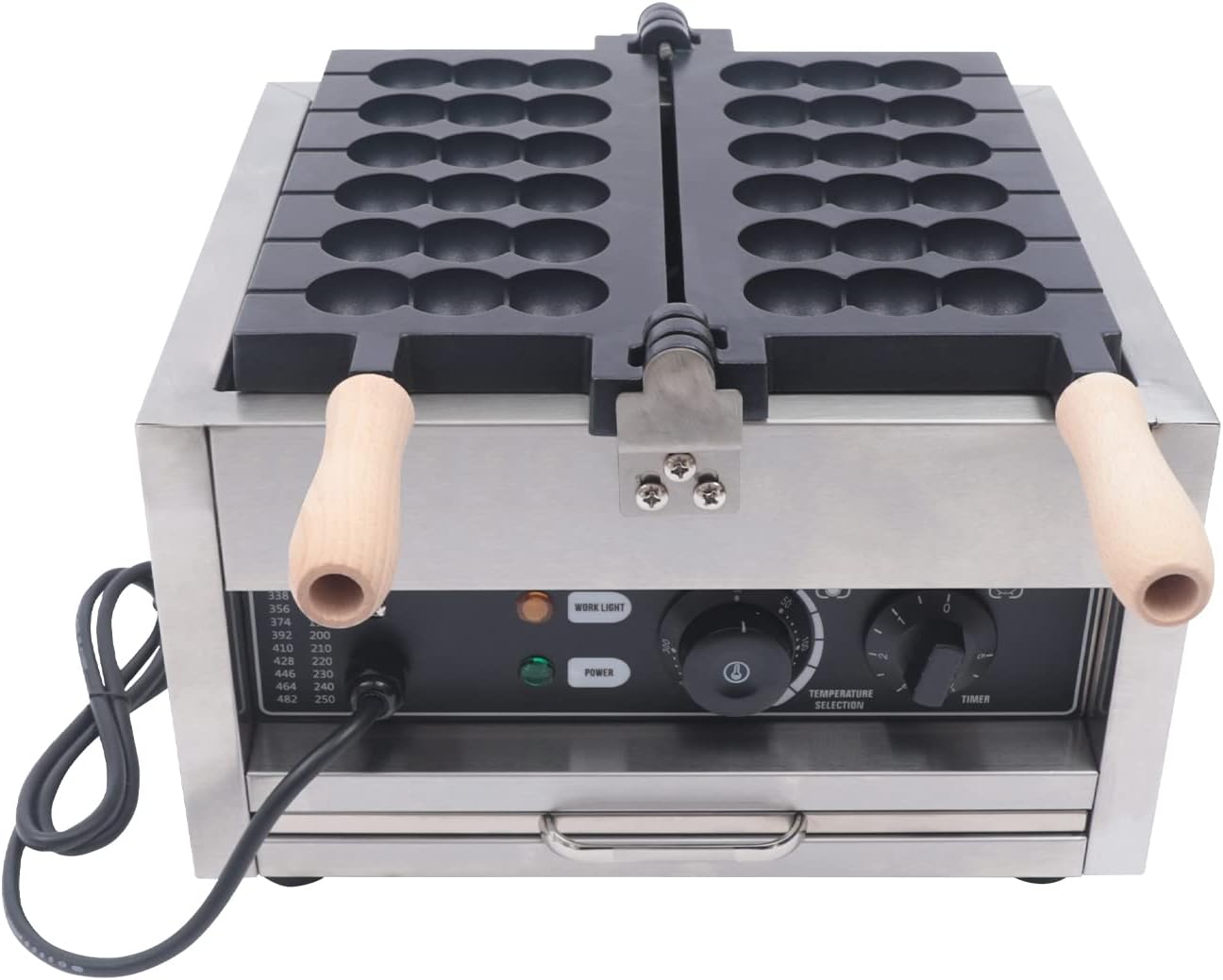 6-Grid Bubble Waffle Maker, 1400w 110v Commercialelectric Ball Waffle Maker Stainless Steel Belgium Waffle Ball Stick Maker Egg Cake Oven with Food Clip for Home Commercial Campers