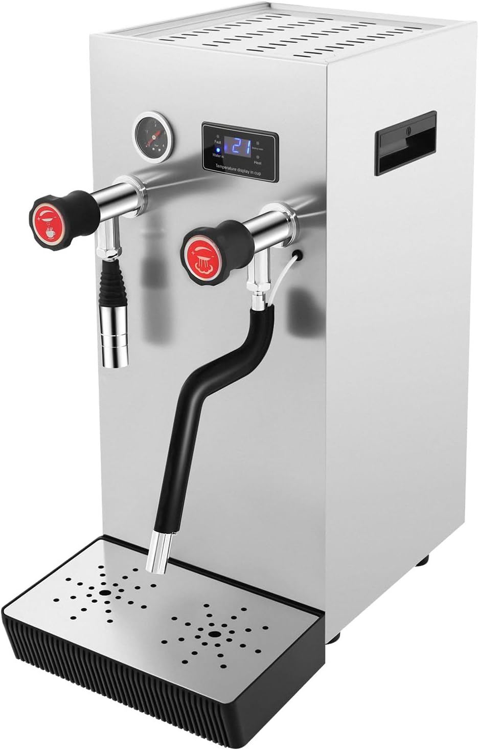 8L/ 2.1Gal Commercial Milk Frother, 2500W Electric Steam Water Boiling Machine with LCD Display Panel, Multi-functional Milk Foam Machine for Latte, Cappuccino, Espresso