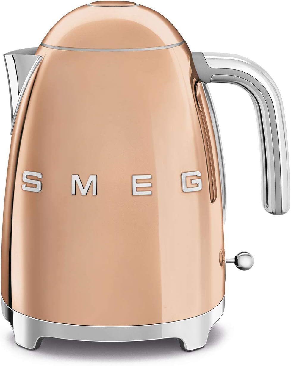 Smeg KLF03RGUS 50's Retro Style Aesthetic Electric Kettle with Embossed Logo, Rose Gold