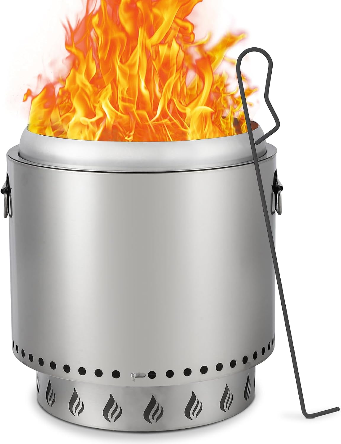 GlowGenesis 16.5" Smokeless Fire Pit, Portable Outdoor Stainless Steel Fire Pit for Patio, Camping & Backyard, Efficient Bonfire