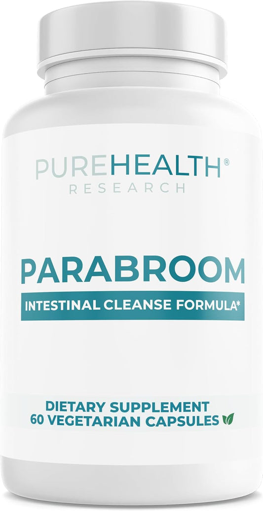 PUREHEALTH RESEARCH Parabroom - Gut Cleanse & Health Supplement - with Black Walnut, Sweet Wormwood Powder, Turmeric Extract, Olive Leaf, Garlic & Onion - Digestive Support for Women & Men 60 Capsules
