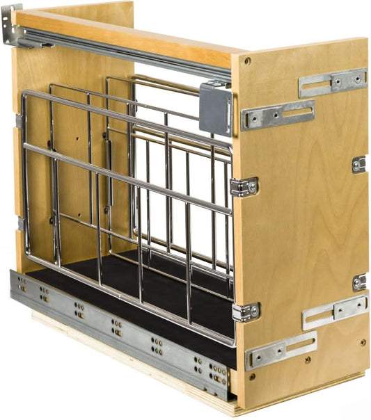 Hardware Resources 8" Soft - Close Pullout Divider Tray - Foil, Wrap, Sheets, and Tray Cabinet Organizer for Kitchen Base Cabinets - Sliding Storage with Removable Rack & Adjustable Dividing Bars