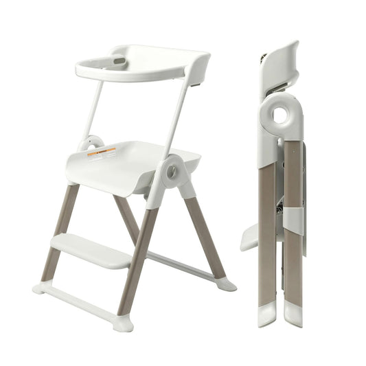 Boon Pivot Toddler Tower Kids Kitchen Step Stool - Folding Step Stool for Bathroom Sink or Kitchen Counter - CPC Certification - White - Ages 18 Months to 4 Years