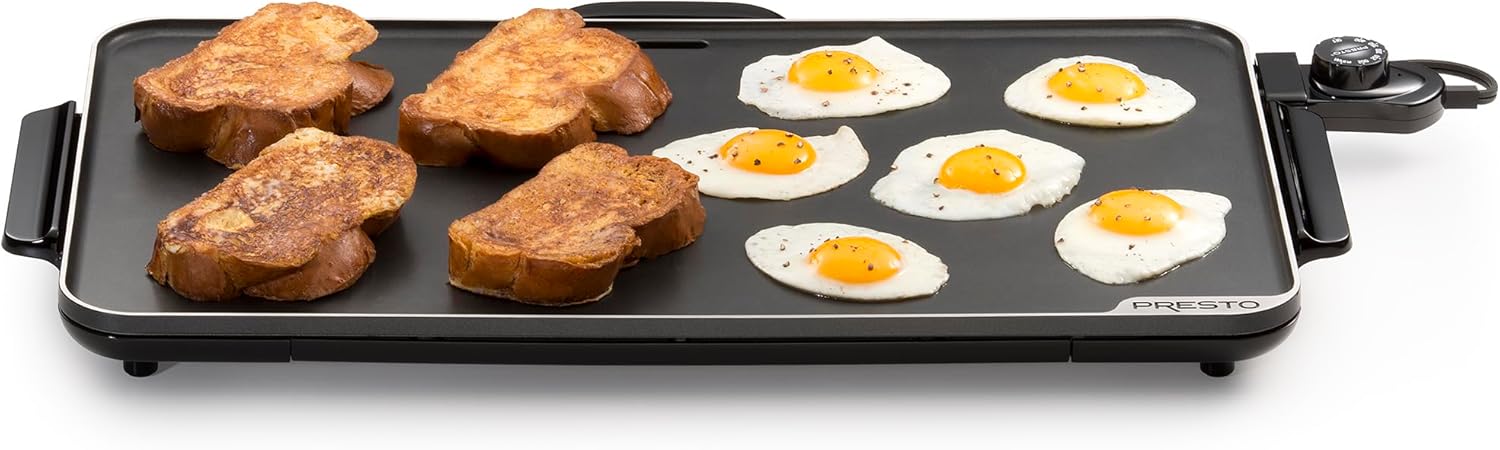 Presto 07072 22-Inch Extra Large Griddle, 22"x 13", Low Profile Design, Ceramic Nonstick, Black