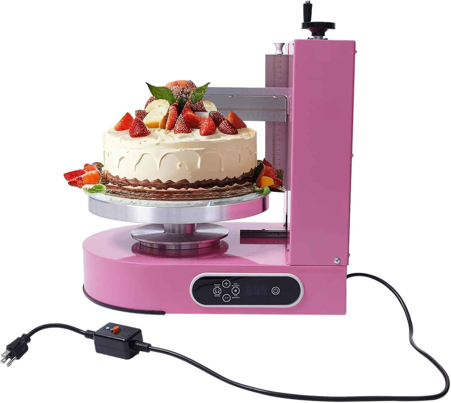 Cake Cream Spreading Machine, 4-12in Automatic Birthday Cake Frosting Coating Smearing Machine, 110V 200W Electric Cakes Decorating Machine, Pink