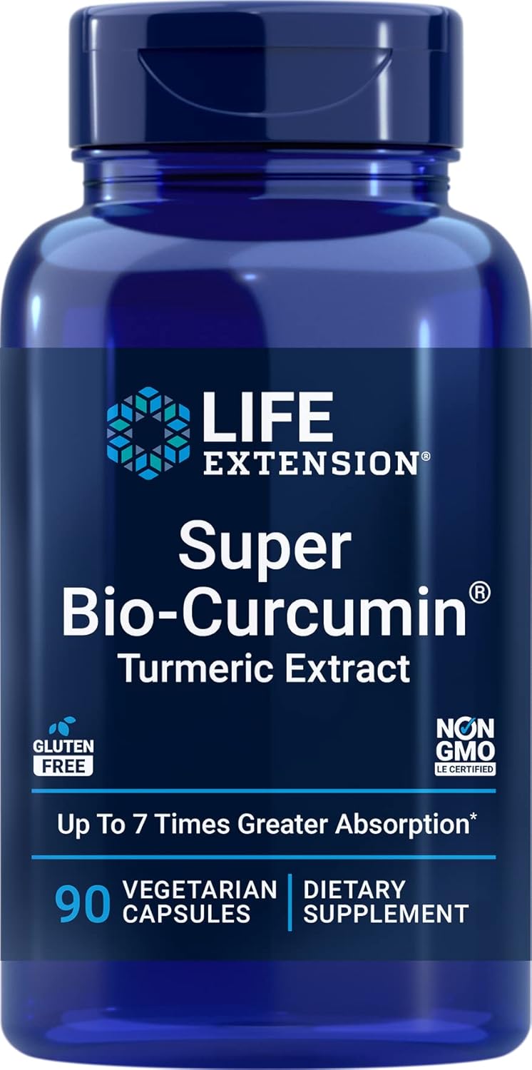 Life Extension Super Bio-Curcumin Turmeric Extract 400mg, 90 Veg Caps - Vegetarian Capsules - Non-GMO - Highly Absorbable