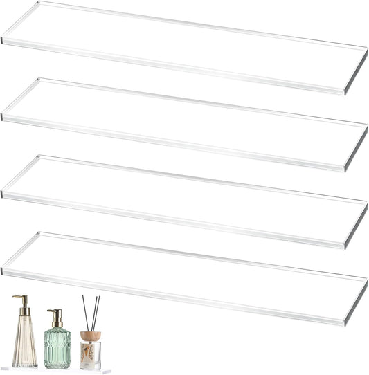 Leinuosen 4 Pcs Medicine Shelves 13 Inch Acrylic Medicine Cabinet Replacement Shelves Suitable for Bathroom Living Room Kitchen Wall Mounted and Hanging Cabinet