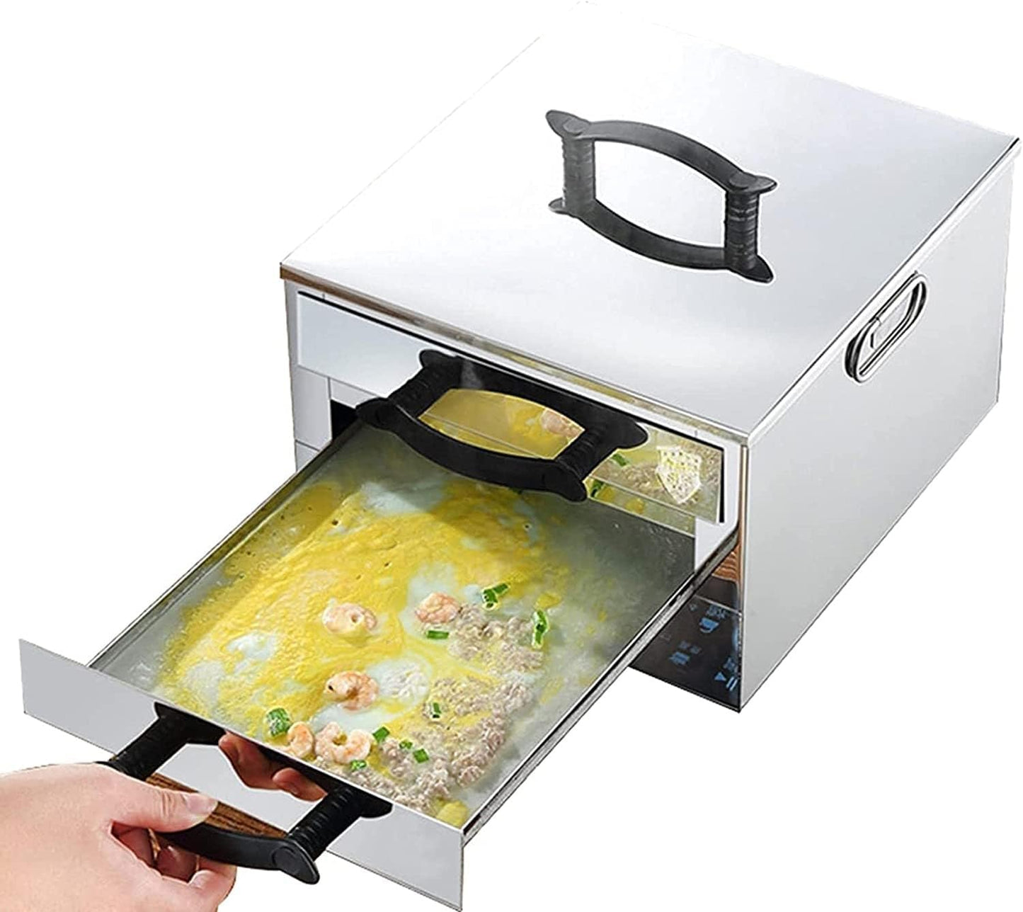 Multifunction Cooking Machine, Kitchen Food Steamer, 2-Layer Rice Noodle Rolls Machine with 3 Stainless Steel Trays, Cuisine Cooker
