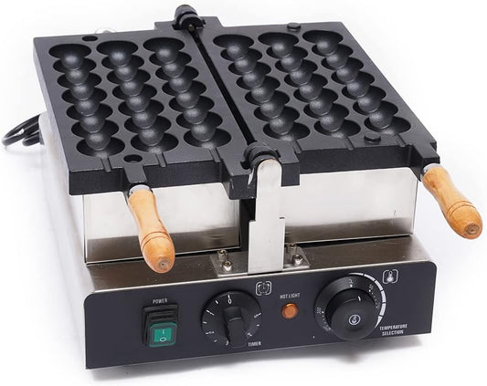 Commercial Waffle Skewer Maker 1600W 3-Grid Nonstick Electric Bubble Waffle Ball Machine Double-heating Stainless Steel Bubble Waffle Stick Machine for Restaurant, Snack Bar, Street Stall
