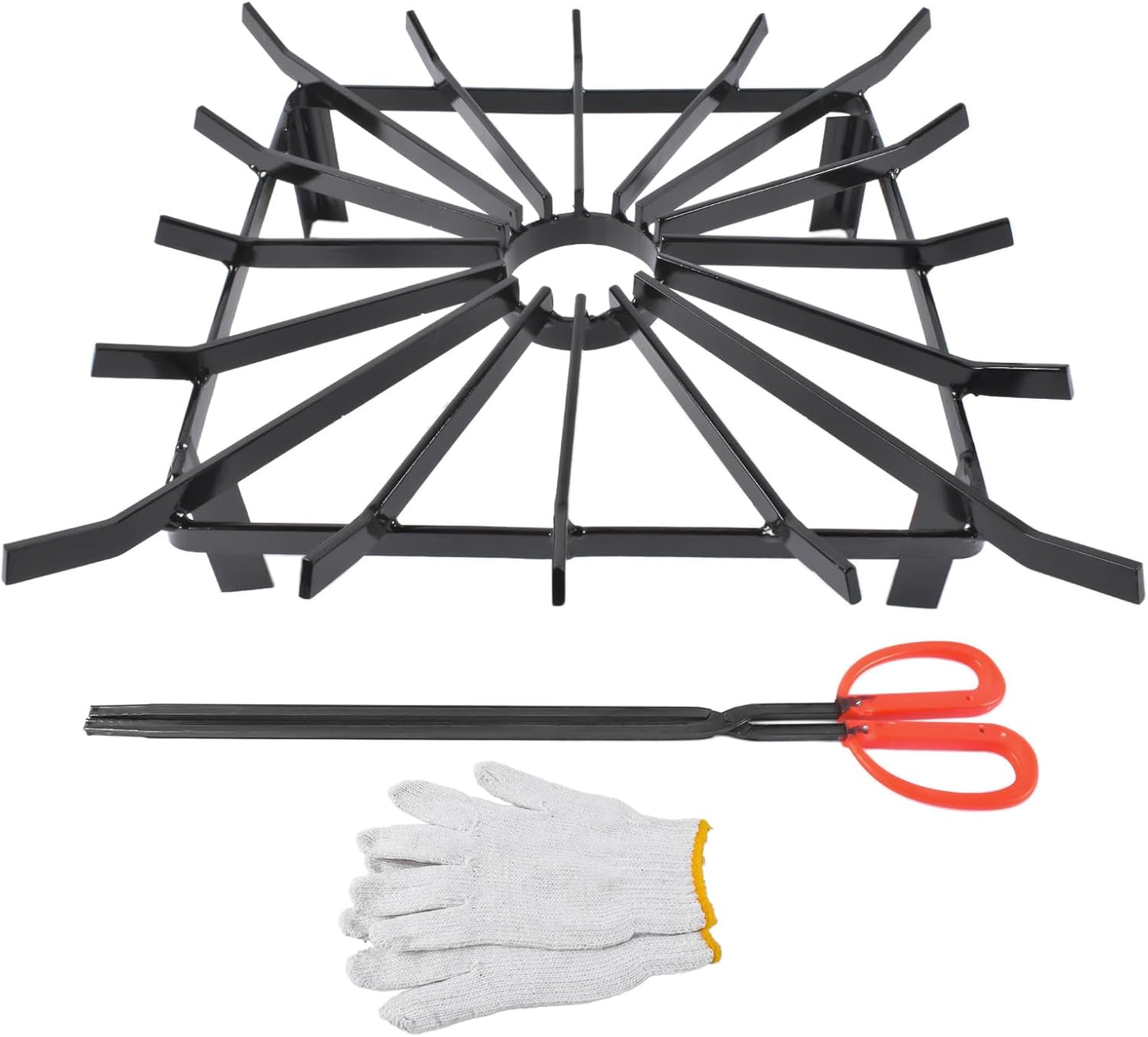 Square Wheel Fire Pit Grate \u2013 Heavy-Duty Steel, Universal Fit, Efficient Burn, Reduced Smoke, Log Stability (Black, 20")