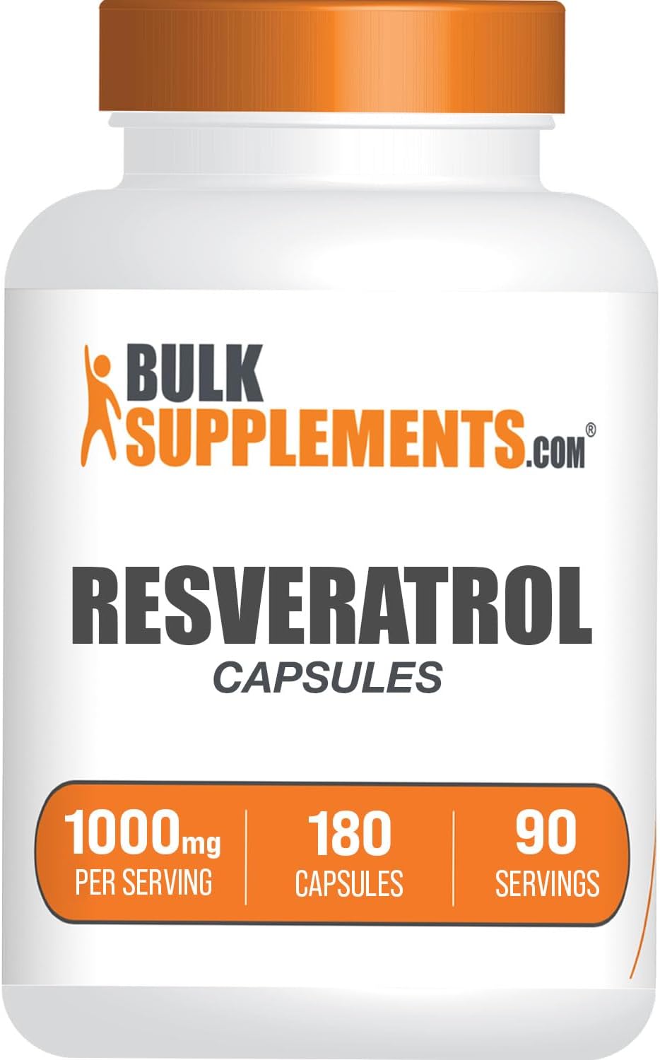 BulkSupplements.com Resveratrol Capsules - Resveratrol Supplement, Antioxidants Supplement, Resveratrol 1000mg - Gluten Free, 2 Capsules per Serving, 180 Count (Pack of 1)