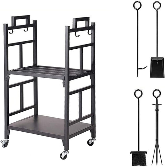 Firewood Rack Decorative Log Holder Metal Fireplace Kindling Storage Holder